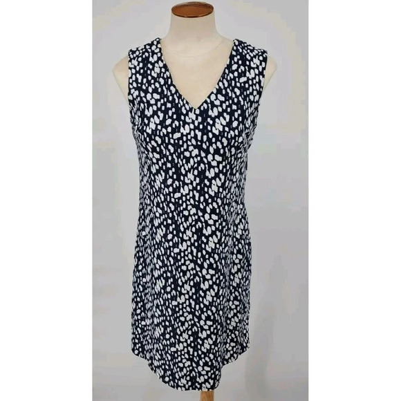 Jude Connelly Juliet Shift  Dress Sleeveless V Neck Navy White Abstract Small - Picture 1 of 6